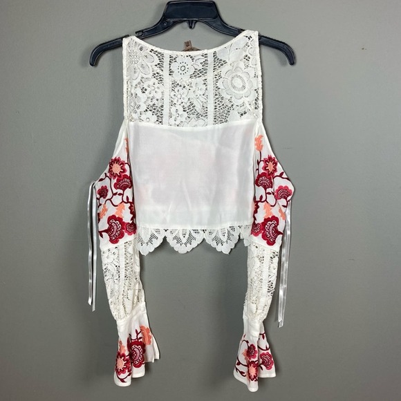 For Love and Lemons top Extra Small sleeves Cecelia Crop embroidered lace - Picture 4 of 10